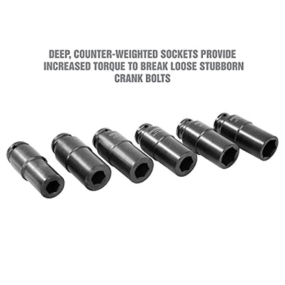 OEMTOOLS 25276 6 Piece Harmonic Balancer Puller Socket Set, Crankshaft Bolt Removal Tool Heavy Duty Impact Sockets, Harmonic Balancer Socket 17mm -27 mm, Chrome Moly Steel, 1/2" Drive - style: 6 Pack