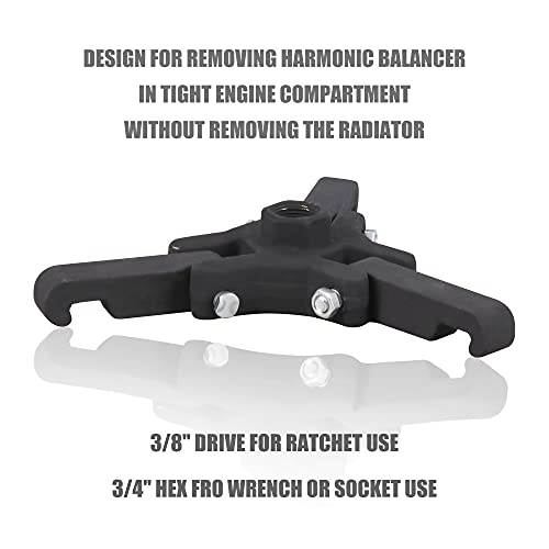 MOSTPLUS Harmonic Balancer Puller Set Adjustable 3-Jaw Puller, 4 Lengths Forcing Rods, Compatible with Chrysler GM Mitsubishi 6-Piece