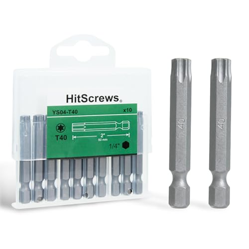 2" Magnetic T40 Torx Bits, S2 Steel Star Screwdriver Bits, 1/4" Hex Shank, CNC Precision Tips, 10-Pack in Slide-Out Storage Case, Drill/Impact Driver Compatible - size: T40
