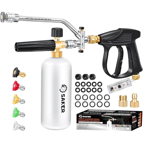Saker Foam Cannon Dual Connector Accessory for Pressure Washer Kit,with Dual-Purpose Switch Spray Gun,Pressure Washer Gun for Car Washing and Cleaning,5 Color Power Washer Nozzle - size: Four-Piece Set