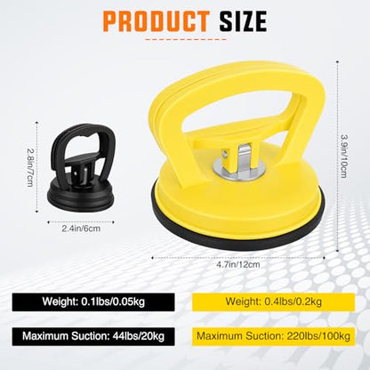 GOOACC Car Dent Puller 3 Pack Yellow Black Powerful Suction Cup Puller with Handle Lifter Large & Small Pullers Paintless Dent Repair Tool Kit for Car Body Fridge Glass Tiles Screen Object Moving - color: Yellow+Black