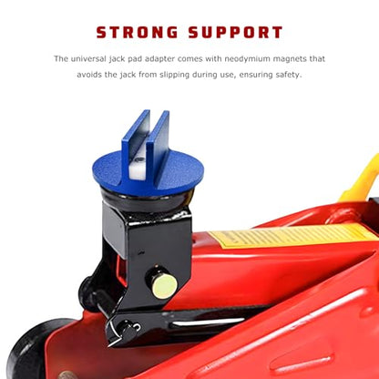 Universal Magnetic Jack Pad, 0.4" Slotted Aluminum Grooved Floor Jack Pad Tool Frame Rail Protector, Pinch Weld Jacking Puck Adapter with Large Slot for Most Vehicles (Blue) - color: Blue