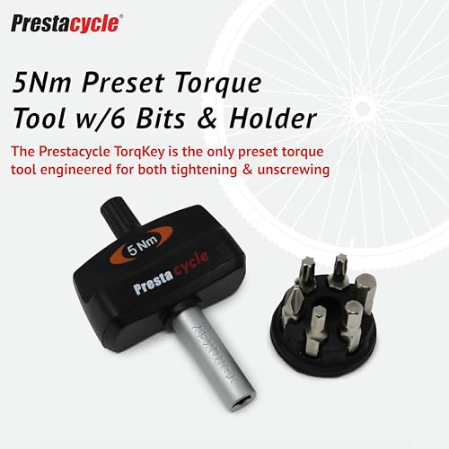 Prestacycle Mini Bike TorqKeys - Preset Torque Tool w/6 Bits & Holder – Compatible with Standard 1/4" hex bit - Choose from Sizes: 3Nm, 4Nm, 5Nm.
