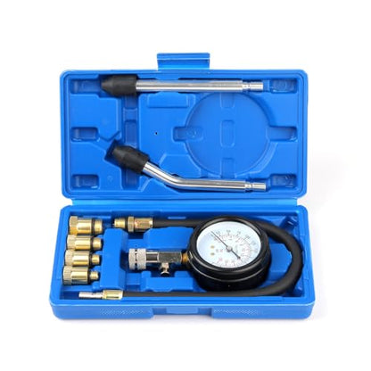 Compression Tester, 8pcs Engine Compression Tester kit Professional Petrol Gas Engine Cylinder Pressure Gauge 0-300 PSI Automotive Tool for Motorcycle Car Truck (Blue) - color: blue-8pack