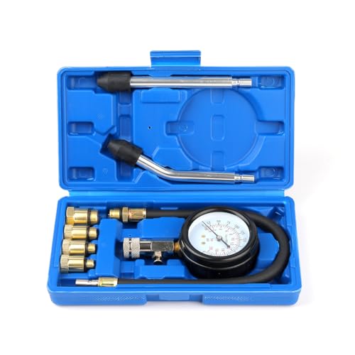 Compression Tester, 8pcs Engine Compression Tester kit Professional Petrol Gas Engine Cylinder Pressure Gauge 0-300 PSI Automotive Tool for Motorcycle Car Truck (Blue) - color: blue-8pack