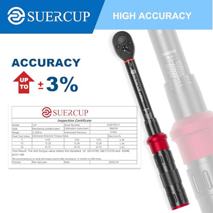 SUERCUP 3-25Nm 1/4" Torque Wrench 50 PCS Set | 72 Tooth Drive Click Torque Wrench, S2 Bit Sockets, 1/4" Extension Bar & 3/8" Adapter, Bicycle/Moto Maintenance & DIY - size: 1/4" 3-25N.m 50PCS