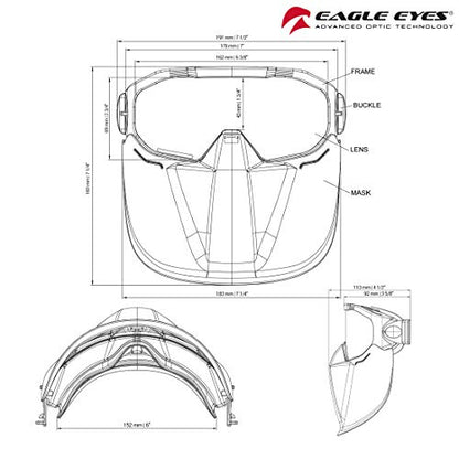 Eagle Eyes Anti-Fog Scratch-Resistant Safety Goggles with Face Shield - 99.9% UV Rays Protection - Universal Fit Lightweight Eyewear (Blue) - color: Blue