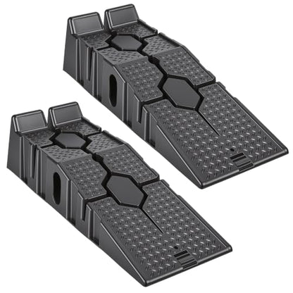 Portable Car Ramps 5000lbs Capacity Heavy Duty Plastic Vehicle Lift Service Jack Stands 17 Degree Low Profile Incline Set for Oil Changes Maintenance Garage Repair Black