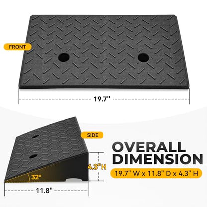 Auto Dynasty Rubber Curb Ramps, 4.3" Lift Height Curbside Driveway Ramp, 4410 LBS/2T Capacity Sidewalk Curb Ramp for Cars Trucks Bikes Motorcycles Wheelchairs, 2 Pack - size: 4.3" Rise