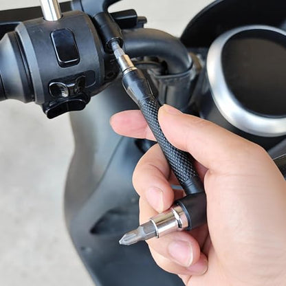 21-Piece Mini Ratchet Wrench & Bit Set - 1/4" Drive Ultra Low Profile Right Angle Screwdriver Kit with Metric Sockets (5-13mm) - Portable EDC Repair Tool for Bike, Car & Tight Spaces