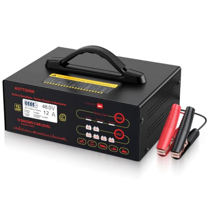 6/8/12/24/36/48V Battery Charger 0-14Amp for Golf Cart or Lithium | Smart Adjustable Car Battery Charger with Upgraded Cable Clamps, Smart Trickle Charger,Battery Maintainer,LiFePO4 - color: Red-8V-48V