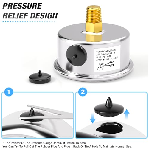 MEANLIN MEASURE 0-100Psi Stainless Steel Glycerin Filled Pressure Gauge 1/8" NPT 1.5" Black Dial, with 3/8" Barb Pressure Adapter Liquid Filled Pressure Gauge (9Pieces Kit, Back Mount) - size: 0-100Psi (Black Dial)