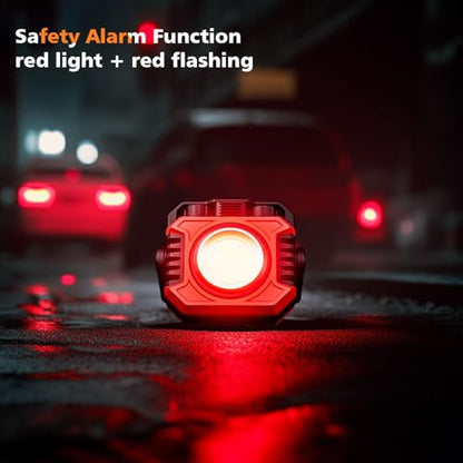 Samyoung 2-Pack 2400LM Magnetic Rechargeable LED Work Light, Up to 80 Hours | Dual-Sided, Stepless Dimming 2700K-8000K, Magnetic Flashlight with 360° Rotating Stand & Hook, Car Repair, Emergency, Red - color: Red
