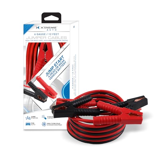 Xtreme Jumper Cables for Car, 12-Foot 8-Guage Heavy Duty Jumper Cables to Jump Star Dead Batteries in Cars Trucks & SUVs, Automotive Booster, Cold & Warm Weather Compatible, Tangle-Free Vinyl Coating