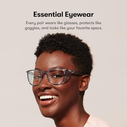 Stoggles Square Z87.1 Certified Polycarbonate Safety Glasses, Anti-Fog | Stylish, Protective, Blue-Light + UV Blocking, Top/Side Shields, Rx Ready, Unisex, Light, Scratch & Impact Resistant - color: Pineapple, size: Medium