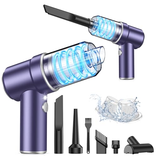 KMM Handheld Car Vacuum Cleaner, 9000PA Vacuum Cleaner & Air Duster, 120W High Power Vacuum Portable Cordless, Hand Held Vacuum Rechargeable with Multi-Nozzles & LED Light for Home, Car, Office - color: Purple Silver