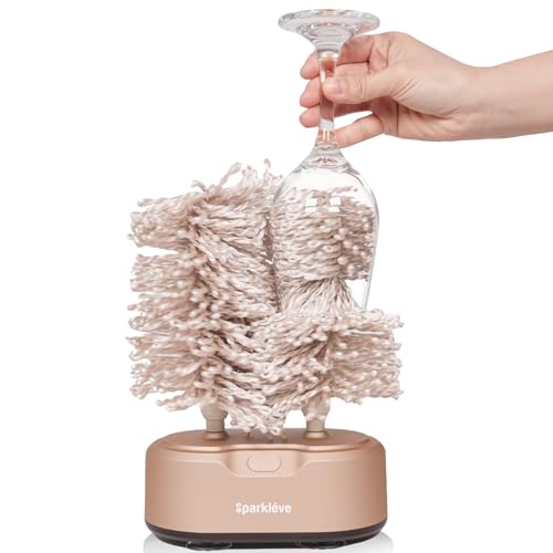 Home Glassware Polisher, World's First Affordable Spinning Glass Polisher, 600 RPM Dries, Polishes, All Glasses, Wet Glass and Spin For Sparkling Glassware, Champagne, Premium Painted - color: Champagne