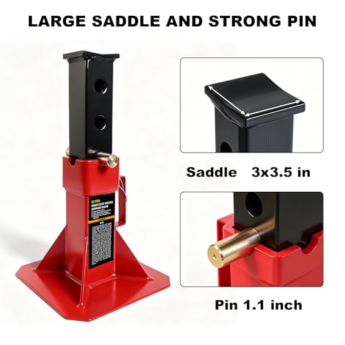 Jack Boss Heavy Duty 22 Ton (44,000 lbs) Jack Stands with Large Base and Strong Lock,Professional Pin Style Car Jack Stands for Truck,SUV Pick Up, Red - size: 22 Ton Standard