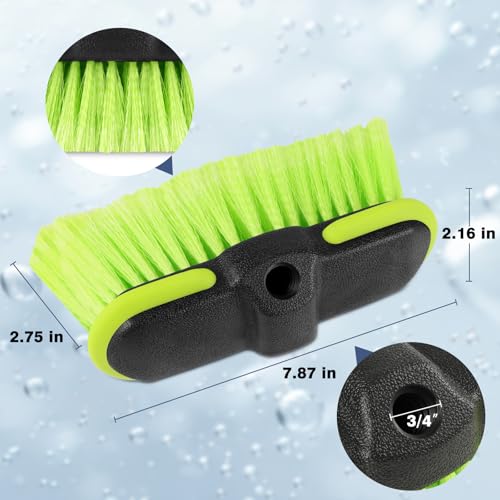 Car Wash Brush Head with Soft Bristle 8 ", 4 Pack Scrub Brush Attachment for Extension Pole, Outdoor Cleaning Tool for Window, Wall, Floor, Deck, Patio - size: 4 Pack