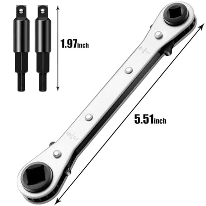 Hvac Service Flat Wrench Tools:3/16” to 3/8” 5/16'' x 1/4''Air Conditioner Valve Flat Ratchet Wrench with 2 Hexagon Bit Adapter Kit for Air Refrigeration Tools and Equipment Repair Tools Clearance - style: 1 Flat Wrench + 2 Hexagon Bit