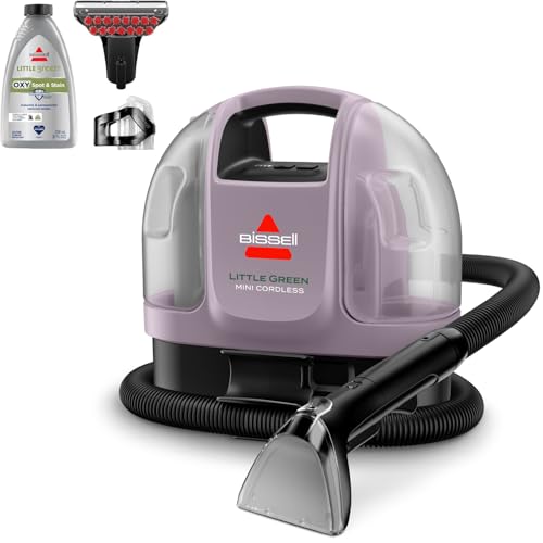 BISSELL Little Green Mini Cordless Portable Carpet and Upholstery Deep Cleaner, Car/Auto Detailer, with HydroRinse Self-Cleaning Tool and 4" Tough Stain Tool, Limited Edition Color Dusk Pink, 4015F - style: Little Green Mini Cordless Dusk
