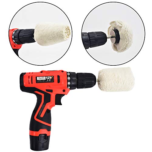 Buffing Polishing Wheel For Drill - White Polishing Wheel Cone/Column/Mushroom/T Shape 2/3/4 inch Wheel Grinding Head With 1/4'' Handle For Manifold/Aluminum/Stainless Steel/Chrome,6Pcs
