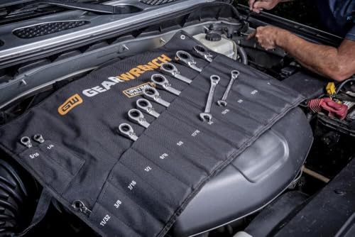 GEARWRENCH 14 Piece 90-Tooth 12 Point SAE Reversible Ratcheting Wrench Set with Wrench Roll | 86661 - style: 14 Pc SAE With Roll
