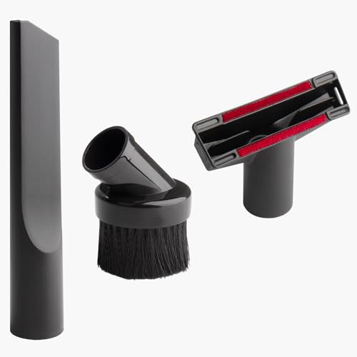 for Shop Vac Attachments Replacement 9064333, 1-1/4 (1.25“) (32MM) Inch Diameter for Wet/Dry Use Ideal for Upholstery and Carpets - Includes Round Brush, Crevice Tools and Gulper Tool - 3 Pack - color: Black Multi-Tool Set