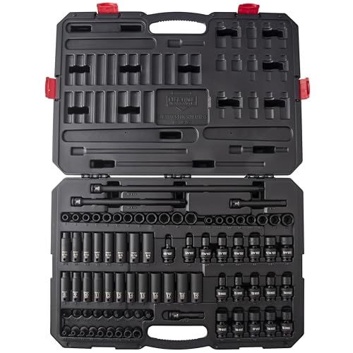 SUNEX Tools 80 Piece 3/8 in. Drive Master Impact Socket Set, Universal, Star, External Star, Extensions, Universal Joint, SAE and Metric, 8mm to 19mm and 5/16 in. to 3/4 in., CR-MO Steel, Model 3580 - size: 80-piece