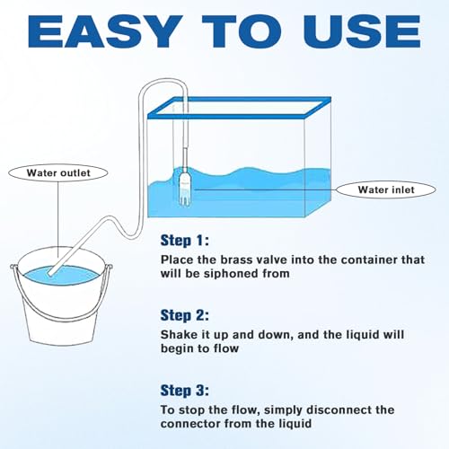 wadoy Shaker Siphon Hose 1/2",Gas Siphon Pump for Gasoline, safety siphon | 10FT Self-Priming Copper Valve, Extended PVC Hose for Gasoline, Diesel and Water, Ideal for Gas Cans, Boat and Lawn Equipment - size: 10FT