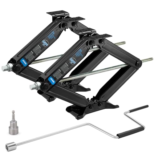 Kohree 6500lbs Heavy Duty RV Stabilizer Jacks 2 Pack, 24 Inch Leveling Scissor Jack for Travel Trailer Camper, with Crank Handle and Drill Socket - size: 2P-6500-24inch