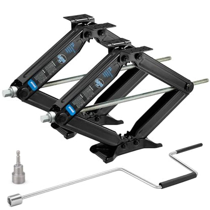 Kohree 6500lbs Heavy Duty RV Stabilizer Jacks 2 Pack, 24 Inch Leveling Scissor Jack for Travel Trailer Camper, with Crank Handle and Drill Socket - size: 2P-6500-24inch