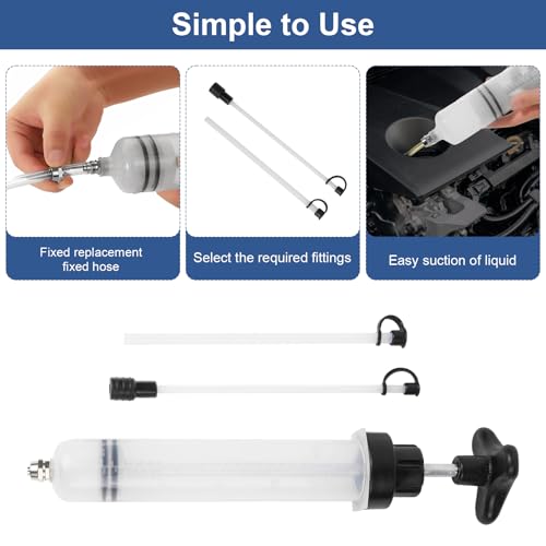 500ml Fluid Extractor & Manual Automotive Fluid Extractor Pump Oil Syringe with Suction Hose and Extension Tubes for Efficient Oil Change, Fuel Transfer Fluid Syringe (500ml) - size: 500ml