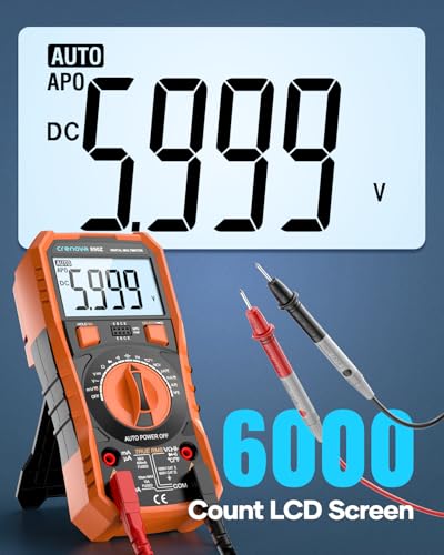 Crenova 890Z Digital Multimeter 6000-Count TRMS 1000VDC/750VAC Auto-Ranging | Measures AC/DC Voltage, Current, Resistance, Capacitance, Diode, Continuity, Transistor (hFE), Temperature, NCV