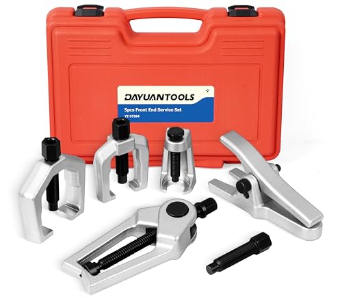 DAYUAN 5Pcs Professional Front End Service Tool Kit Ball Joint Separator | Removes Ball Joints Tie Rods & Pitman Arms Puller, Heat Treated Alloy Steel, Storage Red Case, Fits Most Cars & Light Trucks - color: Red