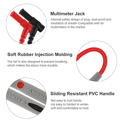 Multimeter Test Leads 1000V 20A CAT III Silicone Leads with Ultra-Sharp Gold-Plated Digital Test Probes with Alligator Clips for Multimeter Automotive Electrical Testing - color: 1set 1000V 20A+clip