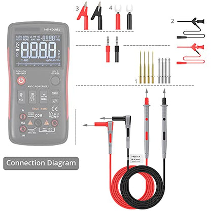 Proster Multi Test Leads Kit - Electrical Multimeter Test Lead with Alligator Clips Test Probe Spring Grabber Banana Plug Volt Meter Leads for Voltage Circuit Tester - style: Test Leads 21pcs