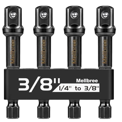 3/8 Impact Adapter, 4 Pack Socket Adapter 1/4 Inch to 3/8 Socket Adapter Kit for Impact Driver, Automotive DIY, Extension Socket Driver Bits, Handle Nut Driver and Drills - size: 1/4 to 3/8in