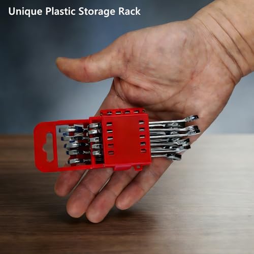Small Wrench set, 10-Piece Mini Combo Wrench set, Ignition Wrench, Micro&Thin, SAE Size: 5/32", 3/16", 13/64", 7/32", 15/64", 1/4", 9/32", 5/16", 3/8", 7/16", with Unique Wrench Organizer (Red) - size: SAE