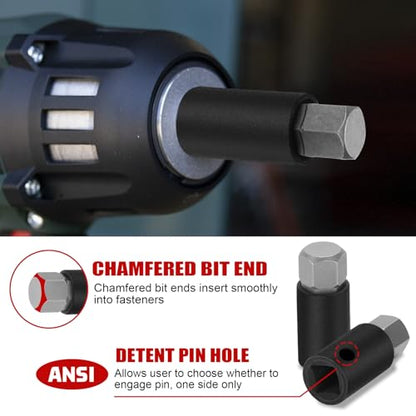 Hex Impact Bit Socket Set, 32-Piece Allen Socket Set SAE and Metric 1/4" 3/8" 1/2" Drives, S2 Alloy Steel and CR-V Bit Sockets