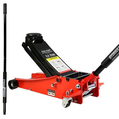Floor Jack 3.5 Ton, Low Profile Floor Jack, Heavy Duty Steel Racing Jacks with Single Piston Quick Lift Pump, Hydraulic Car Jacks Lifting Range 3.3"-15.2" (3.5 Ton) - size: 3.5 Ton