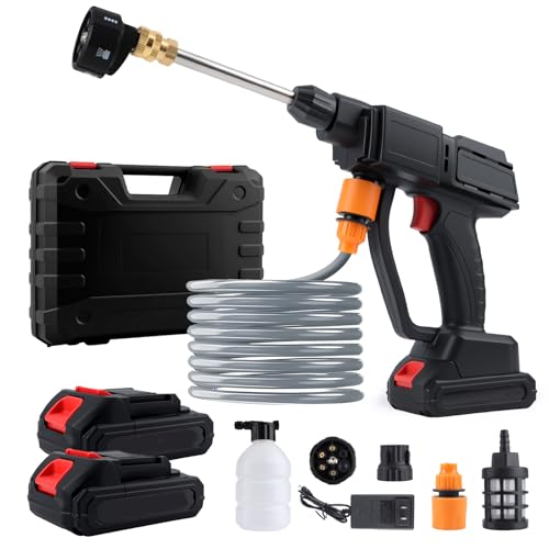 Goldmeet Car Wash Water Spray Set, Portable Cleaning Kit with 6 in 1 Spray Tip, 5-Meter Hose, Water Pipe Adapter, Filter Screen, Foam, Toolbox for Patio, Garden, Home