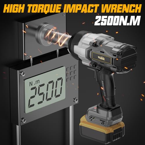Cordless Impact Wrench 3/4" Compatible with Dewalt 20V Battery, 1850Ft-lbs(2500N.m) High Torque Impact Gun Heavy Duty, Brushless Electric Power Impact Driver with 4 Speed Modes & LED Work Light - size: 3/4" 2500NM Compatibe with Dewalt