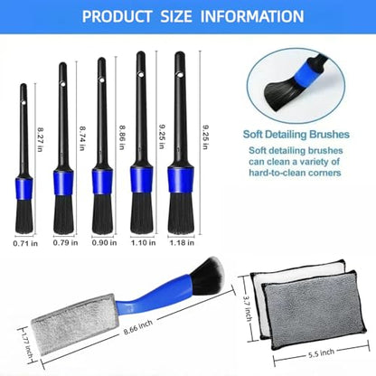 10Pcs Car Detailing Brush Set, Car Detailing Kit,Car Dashboard Cleaning Soft Brush, Suitable for Cleaning Internal Brush Panels, Vents, Leather, and Computers. - color: Blue