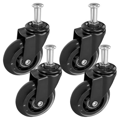 MySit Creeper Caster Wheels Set of 4 Heavy-Duty 2.5 Inch Casters Replacement Roller Blade Rubber 360 Degree No Noise Wheel for Mechanic Stool, Rolling Garage Seat - style: 4 Pack No Brakes