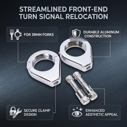 Generic 39mm Motorcycle Turn Signal Relocation Bracket, Fork Clamp for XL1200 , with Electroplated Aluminum Alloy Mount for 39mm Forks, Arm Puller Tie Rod End Removal Tool Set