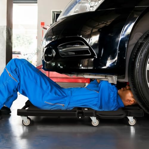 Goplus 43" x 22" Foldable Creeper, 350LBS Mechanic Creeper with Soft Padded Headrest, Magnetic Tool Tray, Heavy-Duty Rolling Garage Creeper, Aotomotive Under Car Creepers for Work Shop, Auto Repair