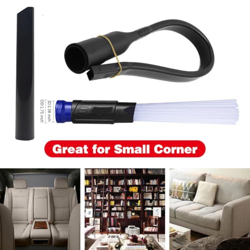 13 Pcs Universal Vacuum Attachments for Shop Vac Accessories - 2 1/2" to 1 1/4" and 1 7/8" to 1" Vacuum Hose Adapter Kit, 1 1/4" Vacuum Floor Brush Flexible Crevice Tool and Vacuum Extension Wand - size: 13PCS