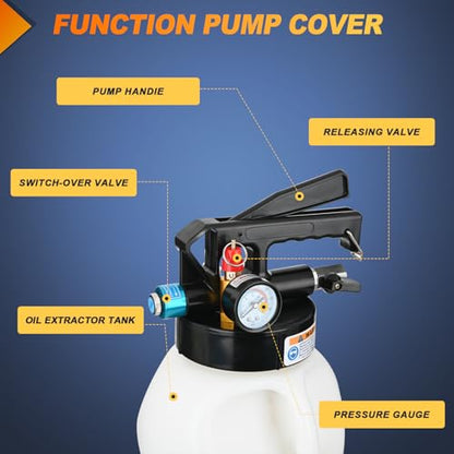 GOOACC Transmission Fluid Pump Kit 10L Automotive Pneumatic Oil Fluid Extractor ATF Refill Dispenser Transfer Pump with 15 ATF Filler Adapters 2.6 Gal 2 Way Vacuum Fluid Evacuator Oil Change Tool Set - size: 10L