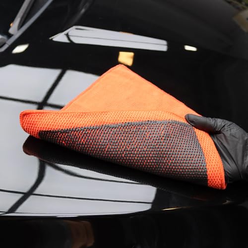 SPTA Professional Detail Products - Clay Decontamination Towel - Effective Cleaning & Release of Paint Contaminants; Fine Grade Microfiber Car Towel; Enhance Gloss & Depth of Color -12" x 12" -CB308 - color: Orange